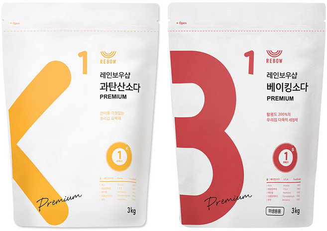 레인보우샵 과탄산소다 프리미엄 산소계 표백제 3kg + 베이킹소다 프리미엄 3kg, 1세트