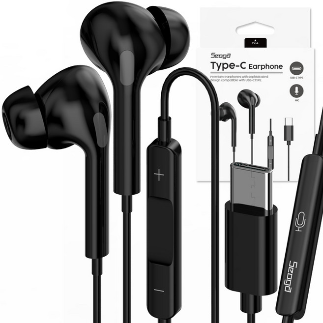 서가 C타입 커널형 갤럭시 아이폰 호환 유선 이어폰 SG-EA200BK 블랙