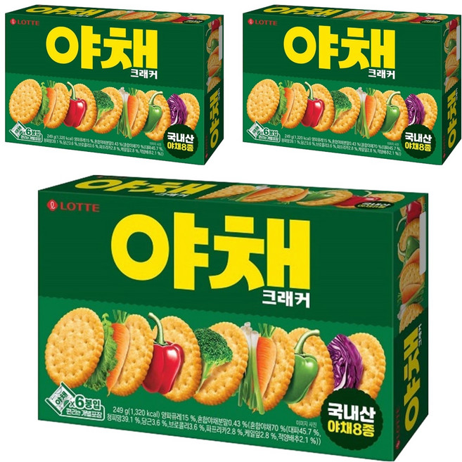롯데웰푸드 야채 크래커, 249g, 3개