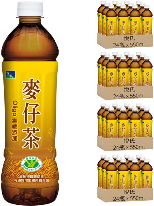 悅氏 麥仔茶, 550ml, 96瓶
