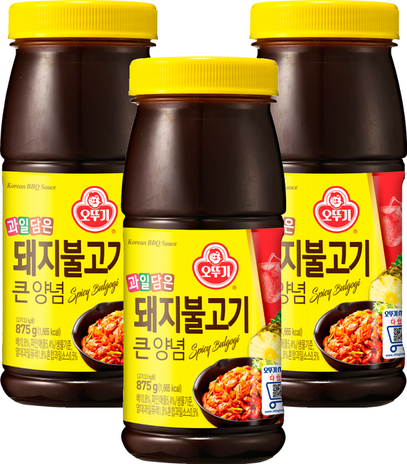 오뚜기 돼지불고기 큰 양념, 875g, 3개