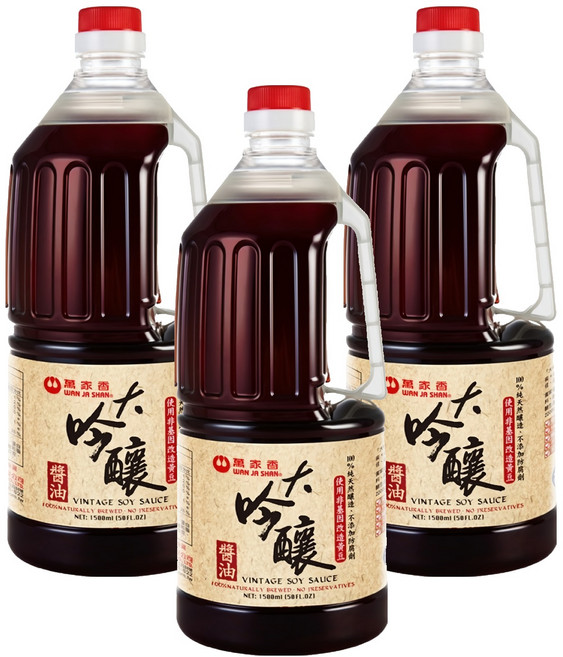 萬家香 大吟釀醬油, 1.5L, 3瓶