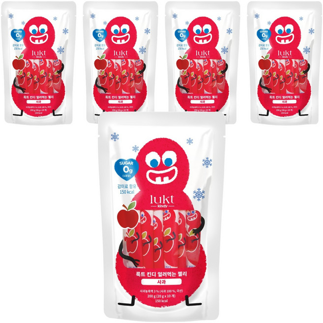 LUKT 킨디 얼려먹는 젤리 10p, 200g, 5개, 사과