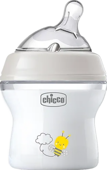 chicco 天然母感2倍防脹PP奶瓶小單孔 一般流量, 灰色, 150ml, 1個