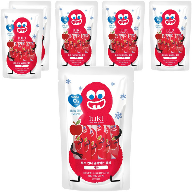LUKT 킨디 얼려먹는 젤리 10p, 200g, 6개, 사과
