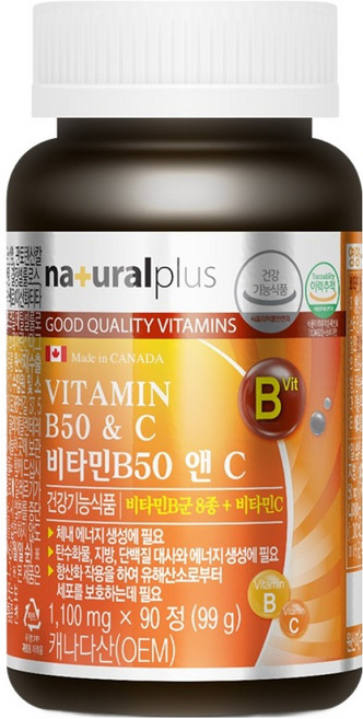 내츄럴플러스 비타민B50 앤 C, 90정, 1개