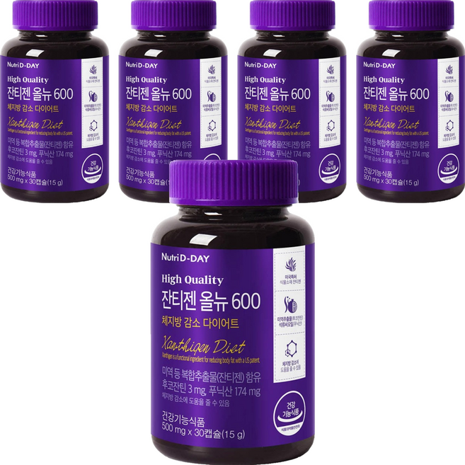 뉴트리디데이 잔티젠 올뉴 600, 30정, 5개