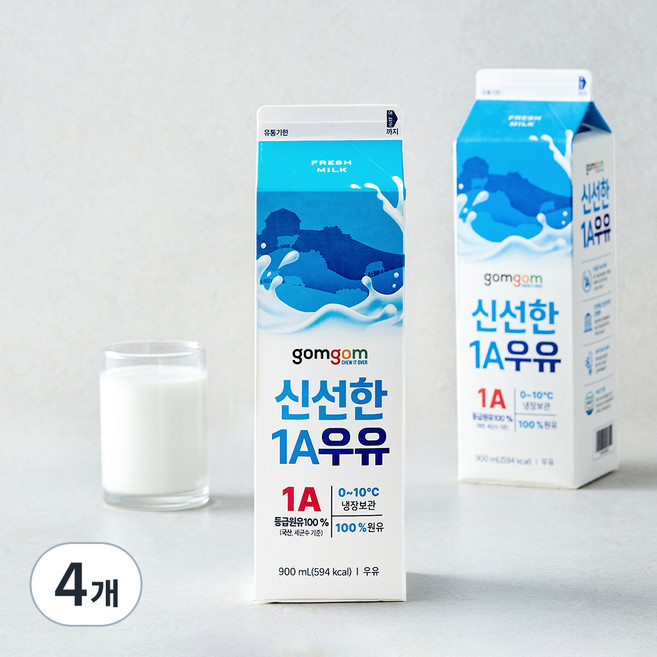 곰곰 신선한 1A 우유, 900ml, 4개