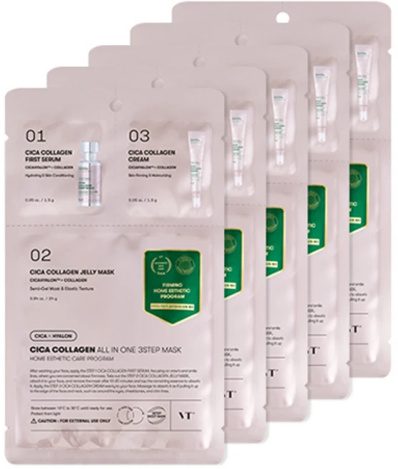브이티코스메틱 시카 콜라겐 올인원 3스텝 마스크, 5개 - 쿠팡