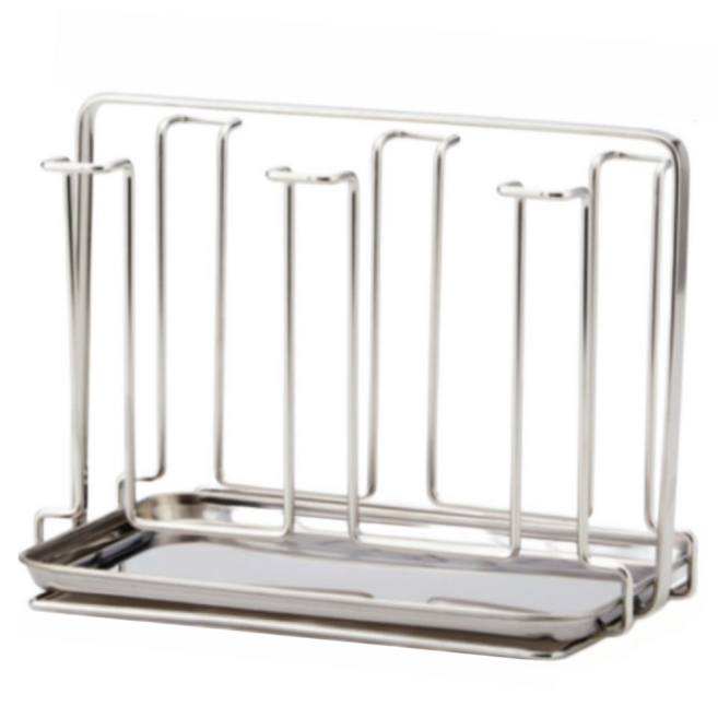 Love It Home 不鏽鋼6格杯架含瀝水盤及矽膠保護套組, 1組, 銀色