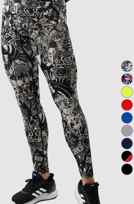 아르메데스 남성용 기능성 타투 쿨링테크핏 9부 긴바지 축구 야구 등산 라이딩 트래킹 베이스 언더레이어 하의 AR-161