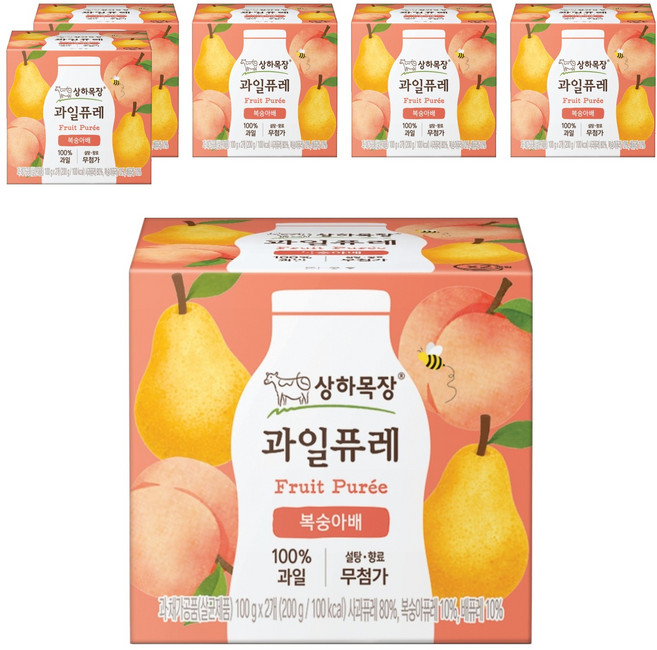 상하목장 과일퓨레, 복숭아배, 200g, 6개