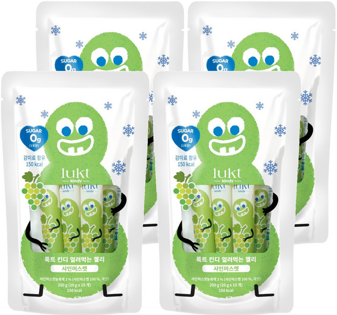 LUKT 킨디 얼려먹는 젤리 10p, 200g, 4개, 샤인머스켓
