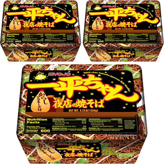 묘조 잇페이짱 야끼소바 134g, 3개