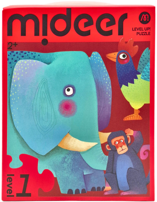 mideer 進階式拼圖 簡單動物 LEVEL1, 1盒