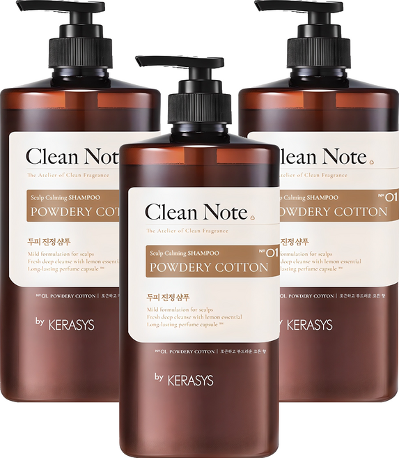 케라시스 클린노트 샴푸 파우더리 코튼향, 1L, 3개