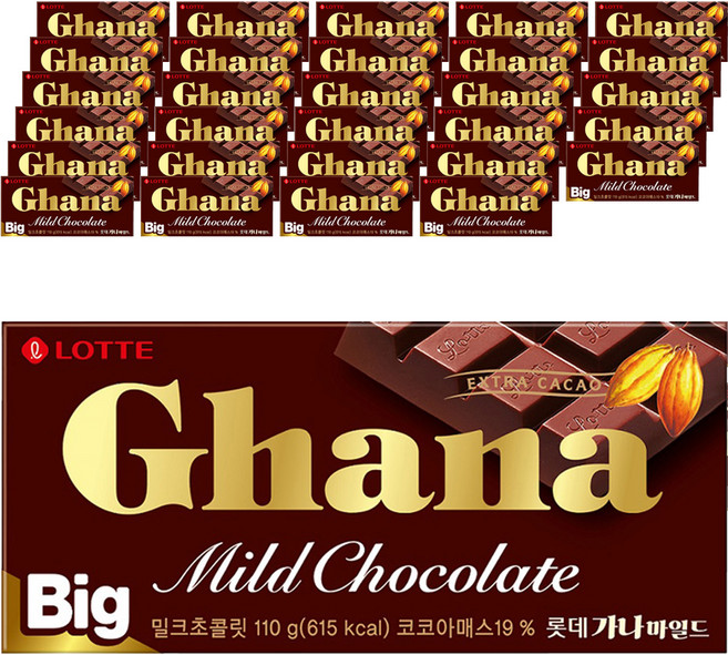 가나 마일드 밀크초콜릿 빅, 110g, 32개