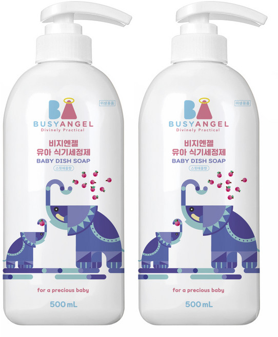 비지엔젤 고농축 아기 주방세제 젖병세정제, 500ml, 2개