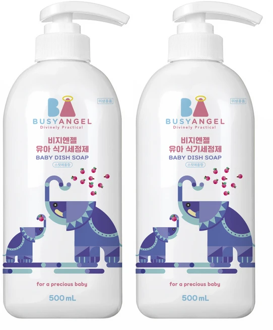 비지엔젤 고농축 아기 주방세제 젖병세정제, 500ml, 2개 - 쿠팡