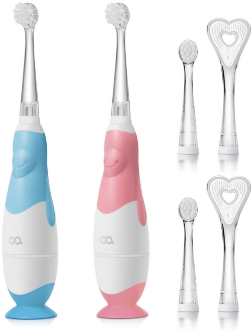 오아 유아용 클린이펭귄 음파 전동 칫솔 세트, OOT-006BL, OOT-006PK