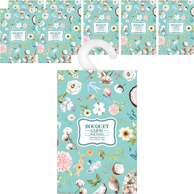 부케가르니 퍼퓸드 샤쉐 옷장방향제 본품, 20g, 8개, 소프트코튼