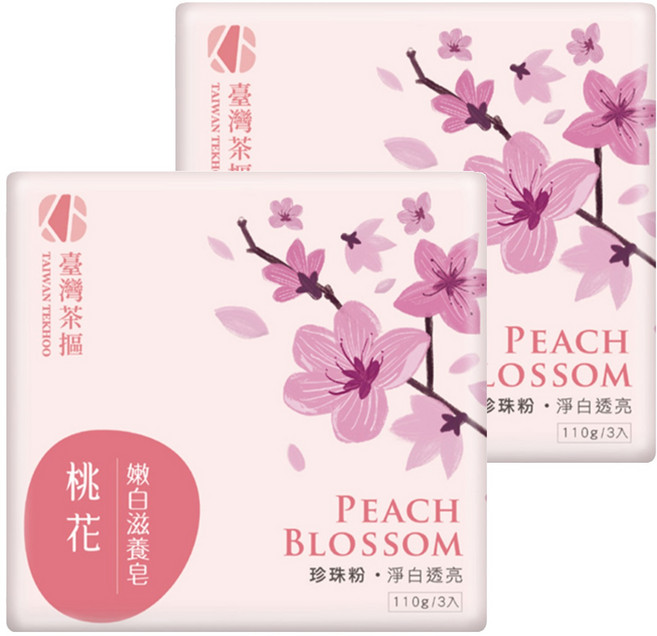 TAIWAN TEKHOO 臺灣茶摳 桃花嫩白滋潤皂, 6個, 110g