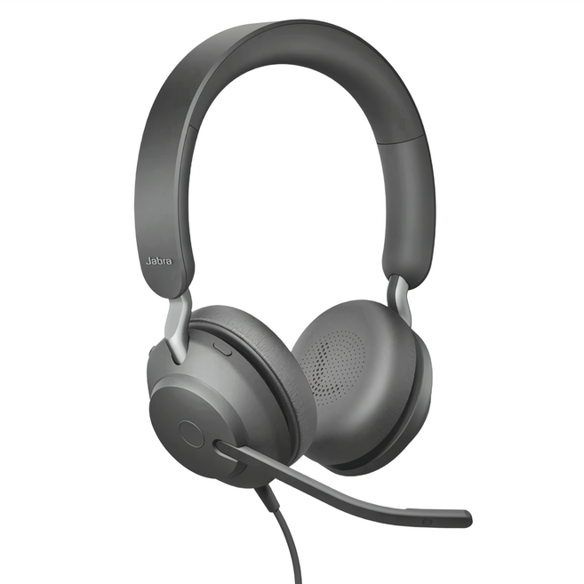 Jabra Evolve2 40 MS商務耳機 188g 舒適耳罩 麥克風, 灰色, 1個