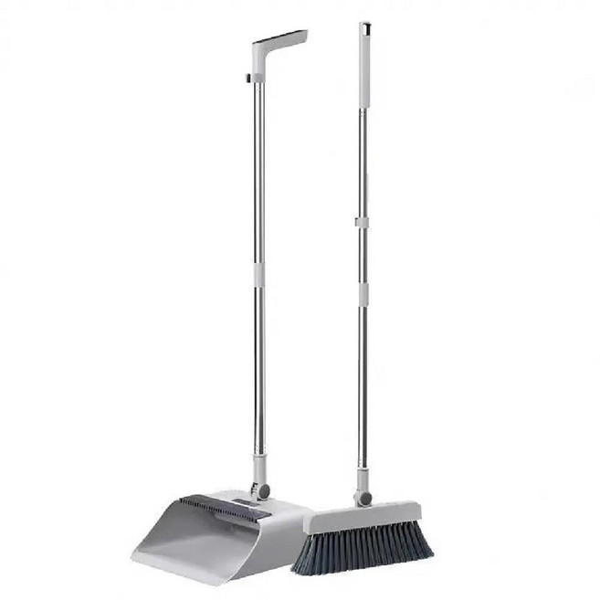 可旋轉掃把畚斗組, 1組, 米白色/灰色