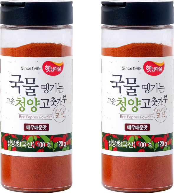 Sun Village 讓人想喝湯的細緻韓國產青陽辣椒粉 特辣口味, 120g, 2個
