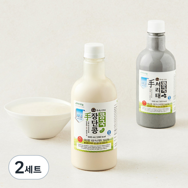 프레시오늘 껍질째 손수 영양가득 진한 저당 파주장단콩 윤성순 장모님 콩국 500ml + 서리태 콩국 500ml, 1000ml, 2세트