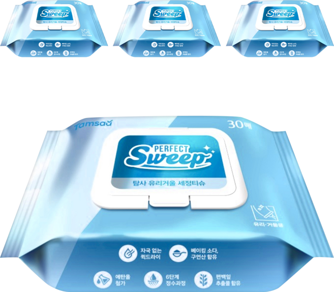 Tamsaa 清潔濕巾 玻璃鏡面專用, 4包