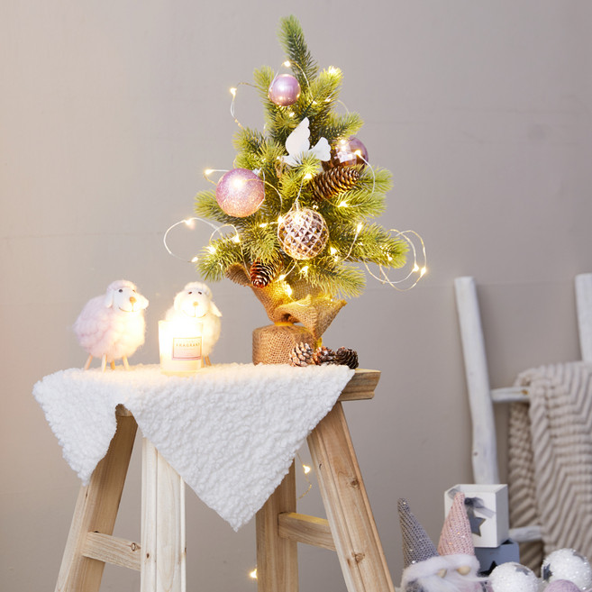 아웃팅 크리스마스트리 전구 나무 장식 비비드핑크 스툴 대 트리 세트, 핑크