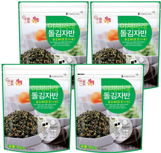 韓味不二 海苔酥 蔬菜口味, 45g, 4包