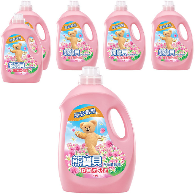 Snuggle 熊寶貝 衣物柔軟精 玫瑰甜心香, 3.2L, 6桶