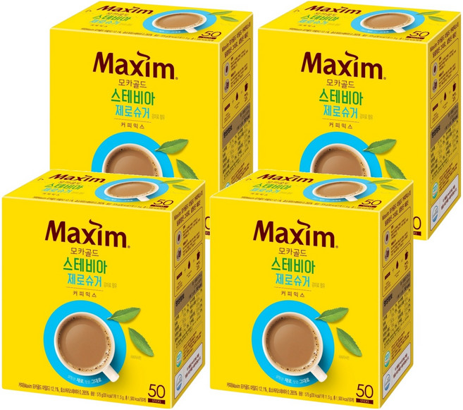 맥심 모카골드 스테비아 제로슈거 커피믹스, 11.5g, 50개입, 4개