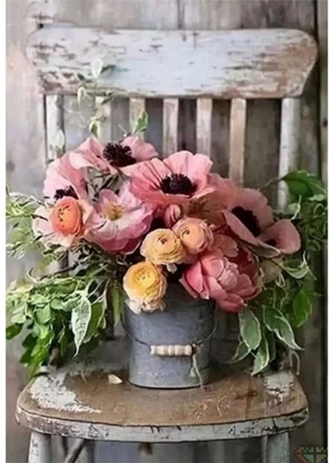 創彩 鑽石畫組 ZSD3542, 椅子花盆, 1組