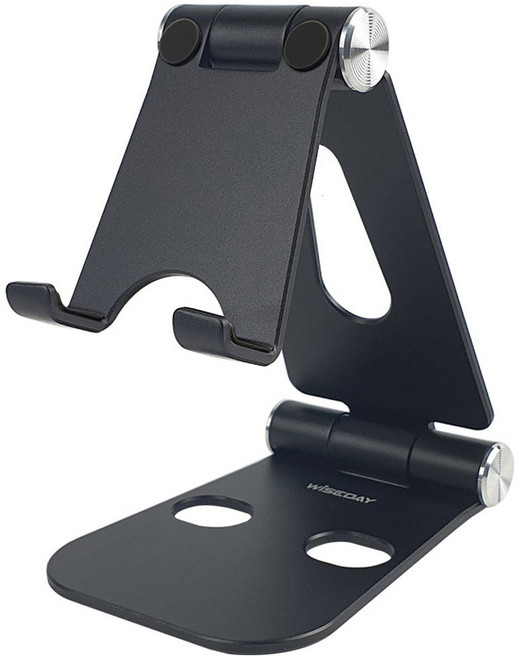 와이즈데이 휴대용 접이식 탁상용 핸드폰 거치대 포터블S, 블랙, 1개