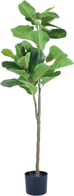 Meric Garden 北歐ins風落地琴葉榕高仿真綠植大型景觀擺設人造盆栽 約40cmX125cm 盆直徑15cmx13 cm, 1個, Green