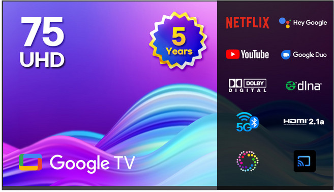 이노스 5년 무상AS 4K UHD 구글 ZERO EDITION TV, 189cm(75인치), G75 ZERO EDITION, 벽걸이형, 방문설치