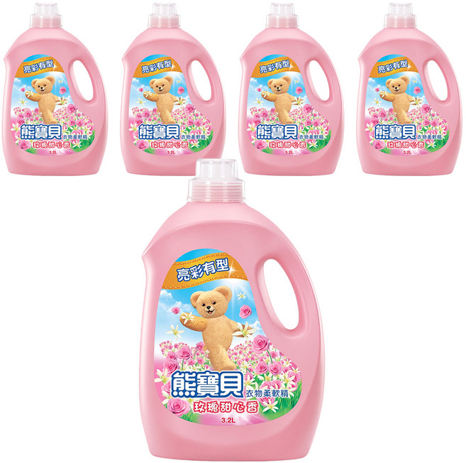 Snuggle 熊寶貝 衣物柔軟精 玫瑰甜心香, 3.2L, 5桶