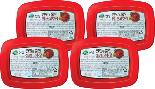 SING SONG 低鹽辣椒醬, 170g, 4個