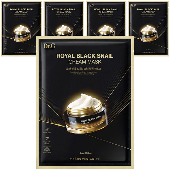 닥터지 로얄 블랙 스네일 크림 마스크, 5개입, 1개