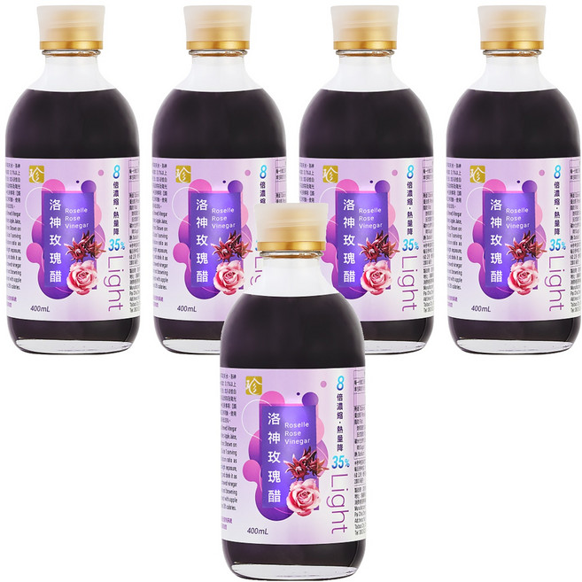 百家珍 Light 果醋 洛神玫瑰醋, 400ml, 5瓶