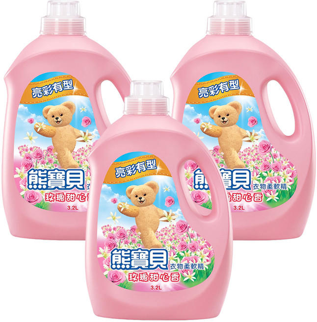 Snuggle 熊寶貝 衣物柔軟精 玫瑰甜心香, 3.2L, 3桶