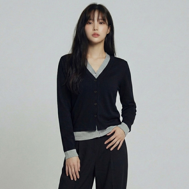 페이퍼먼츠 여성용 엘리나 투엘 빅사이즈 가디건 13657