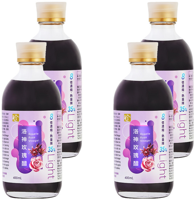 百家珍 Light 果醋 洛神玫瑰醋, 400ml, 4瓶