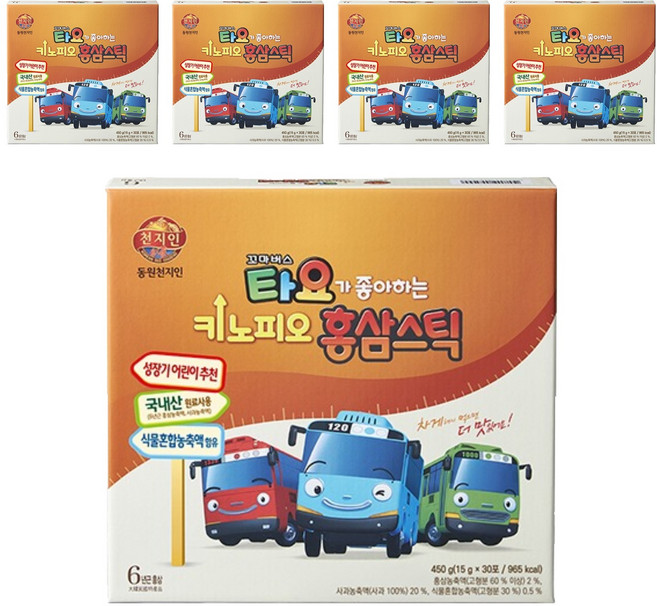 천지인 타요가 좋아하는 키노피오 홍삼스틱, 450g, 5개