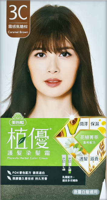 美吾髮植優 護髮染髮霜, 3C霧感焦糖棕, 1盒