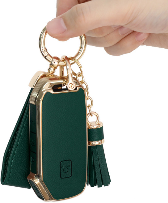 대한오토모빌 자동차 가죽 키케이스 차키커버 키링 키홀더, 딥그린, 기아 5버튼/KN-CKAC