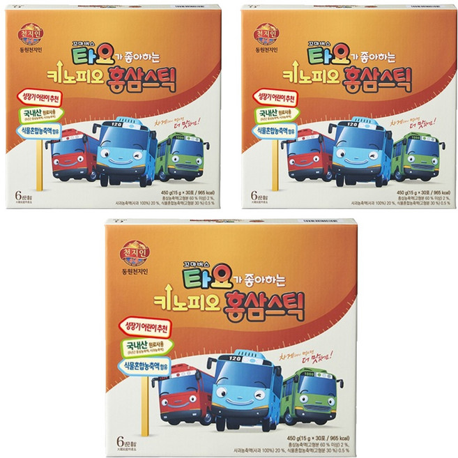 천지인 타요가 좋아하는 키노피오 홍삼스틱, 450g, 3개